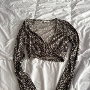 Le Lis Black and White Floral Crop Top